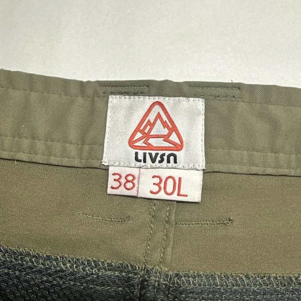 LIVSN Ecotrek Trail Pants Olive Green Mens Sz 38x30L Gorpcore Outdoor Hiking